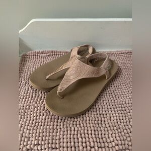 Skechers Blush Pink Beaded T-Strap Sandals